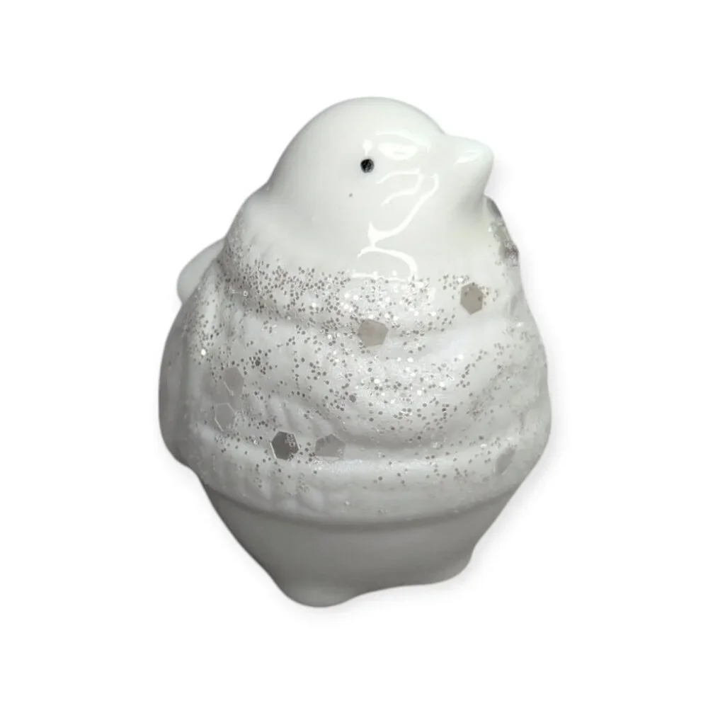 Pier 1 Imports Gemma White Sparkly Ceramic Bird Figure w/Original Box NWT